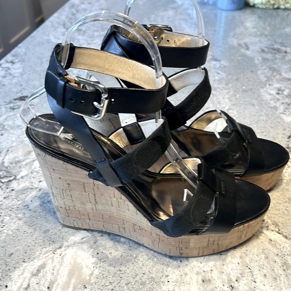 ⭐🍒 COACH Charla Black and Tan Wedge Sandals⭐$4.99 shipping - Picture 8 of 12